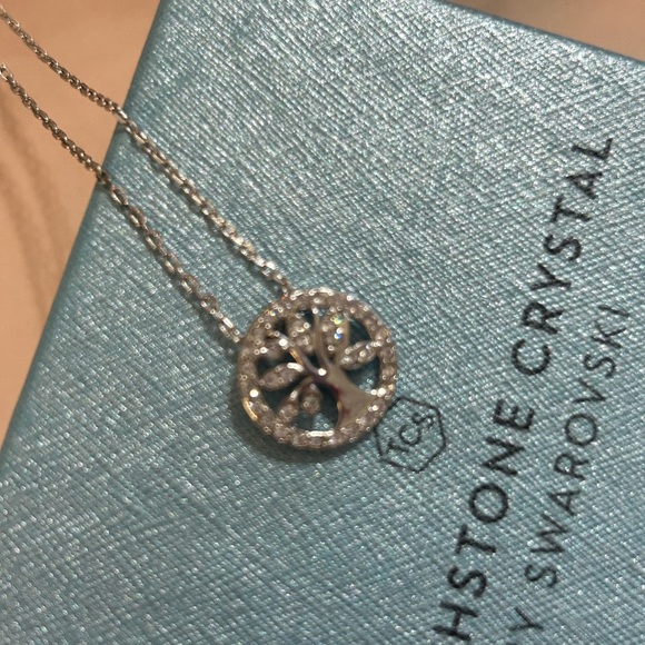 Touchstone Crystal Tree of life Necklace. NIB. Rhodium Plating. - Picture 3 of 4